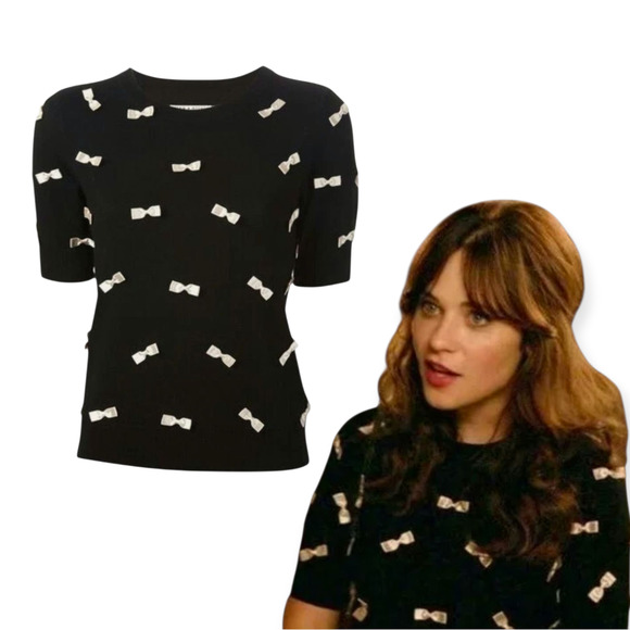 Alice + Olivia All Over Bow Wool Embellished Knit Pullover Sweater‎ - Picture 1 of 7